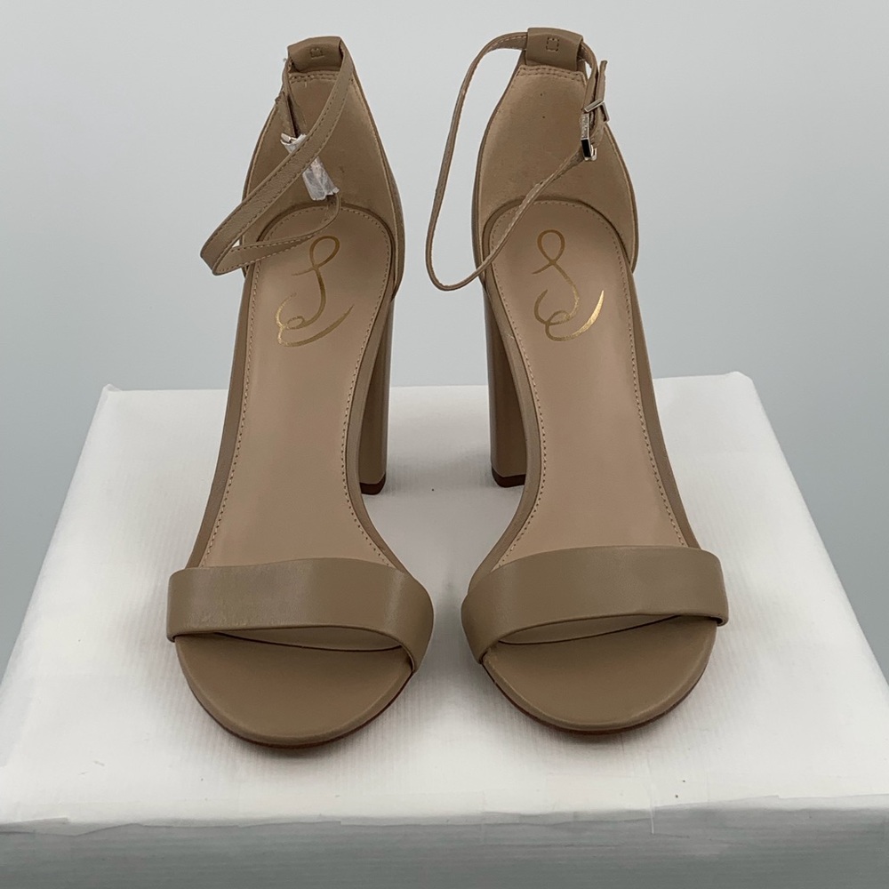 NWT NIB Sam Edelman Yaro Women’s Tan Ankle Strap Block Heels Sandals - Picture 9 of 12